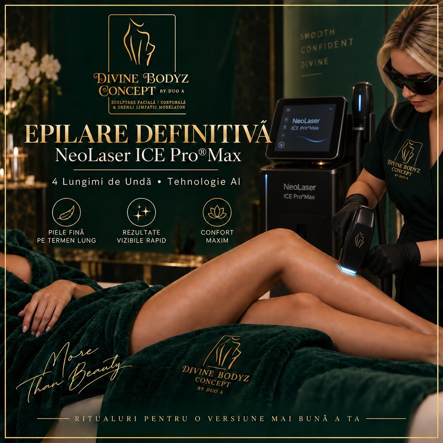 Epilare definitivă NeoLaser ICE Pro Max: 4 lungimi de undă, tehnologie AI